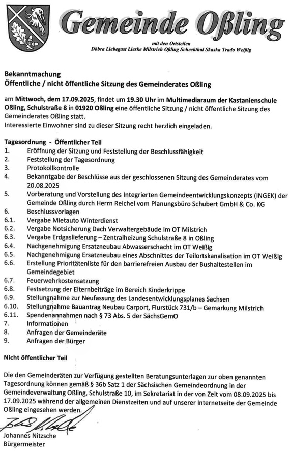 Einladung zur GR-Sitzung 09/2025