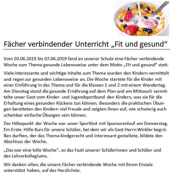 Grundschule Oßling - fit und gesund