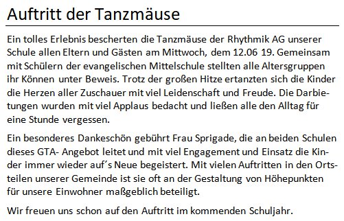 Grundschule Oßling - Auftritt der Tanzmäuse 1